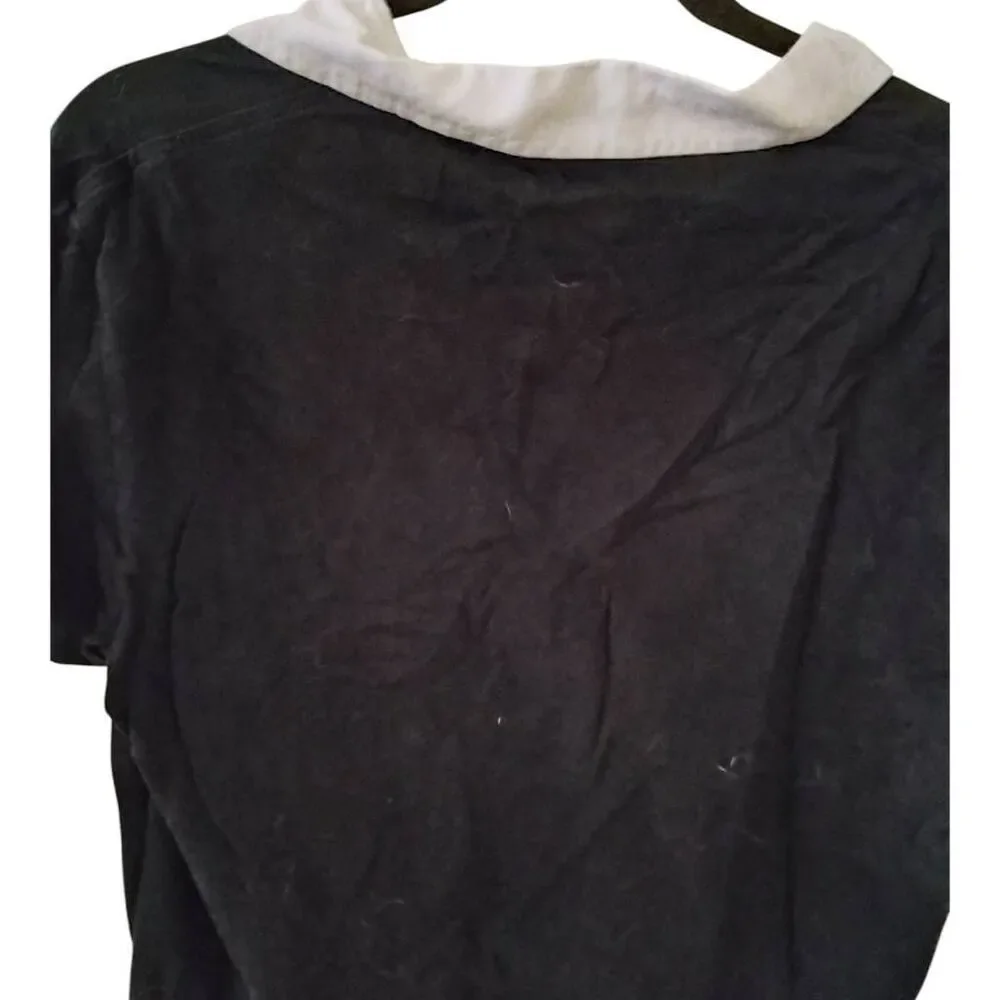 Men's Ralph Lauren Black White‎ Collar Logo Shirt Size Large
